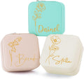 Bridesmaid Gifts Jewelry Box Personalized Small Jewelry Travel Case Custom PU Leather Portable Bridesmaid Proposal Boxes Mini Jewellery Organizer Storage Earrings Rings Necklaces for Women Girls-Pink