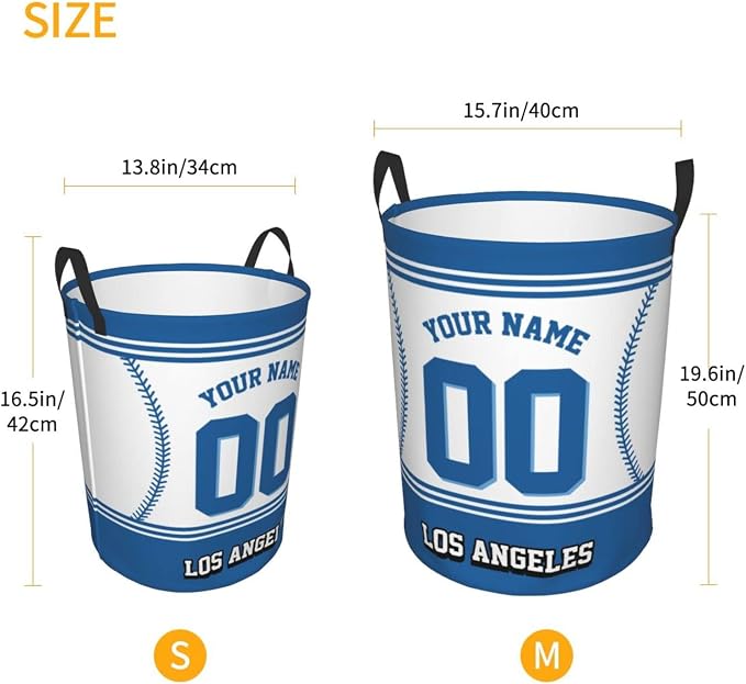 Custom Los Angeles Laundry Hamper Personalized Laundry Basket Customized Name And Number Collapsible Storage Basket for Bedroom Bathroom Living Room Baseball Fan Gifts