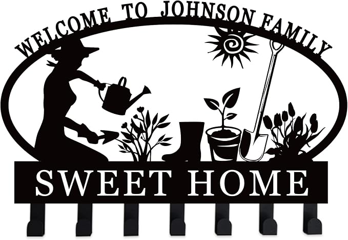 Personalized Garden Key Holder for Wall, Key Hanger Decor for Kitchen, Entryway, Hallway, Office, Doorway Housewarming Gifts New Home
