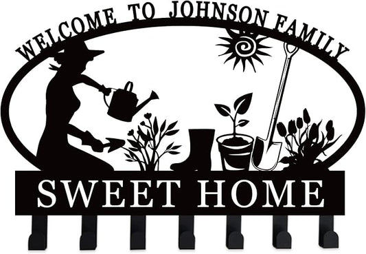 Personalized Garden Key Holder for Wall, Key Hanger Decor for Kitchen, Entryway, Hallway, Office, Doorway Housewarming Gifts New Home