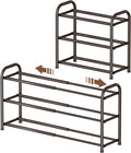 Gonfoam Shoe Rack for Closet, Expandable Shoe Organizer Storage Shelf, Adjustable Metal Free Standing Small Closet Shoe Rack for Entryway, Doorway (3-Tier Bronze)