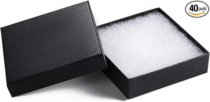 GEFTOL Jewelry Gift Boxes 40 Pack 3.5x3.5x1 Inch Cardboard Jewelry Boxes,Small Gift Boxes for Jewelry Earrings Necklaces Handmade Bangles Bracelets(Black)