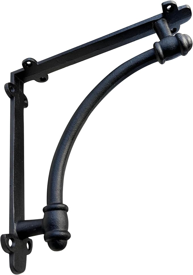 NACH Decorative Shelf Brackets, 2 Pack of 9.6 x 1.7 x 9.6 inch Black Cast Iron Shelf Brackets - Decorative Brackets for Mounting - Industrial Style Brackets