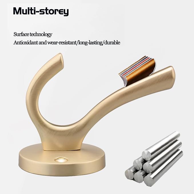 Wall Hooks 4 Pcs Towel Hook Coat Hooks Heavy Duty Thick Bath Robe Hooks Wall Mount Hooks for Bathroom Kitchen Hotel Bearing 25kg (Gold)