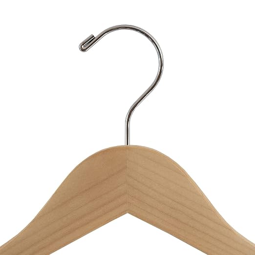 NAHANCO 8017CH20 Economy Wooden Suit Hanger with Attached Pant Bar, Chrome Hook, 17" - Natural Gloss (Pack of 20)
