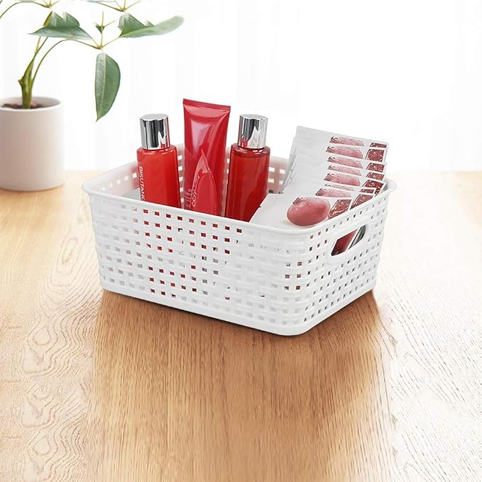 Multi-Colored Plastic Storage Baskets, Office Drawer Organizer Baskets, 6 Packs, F