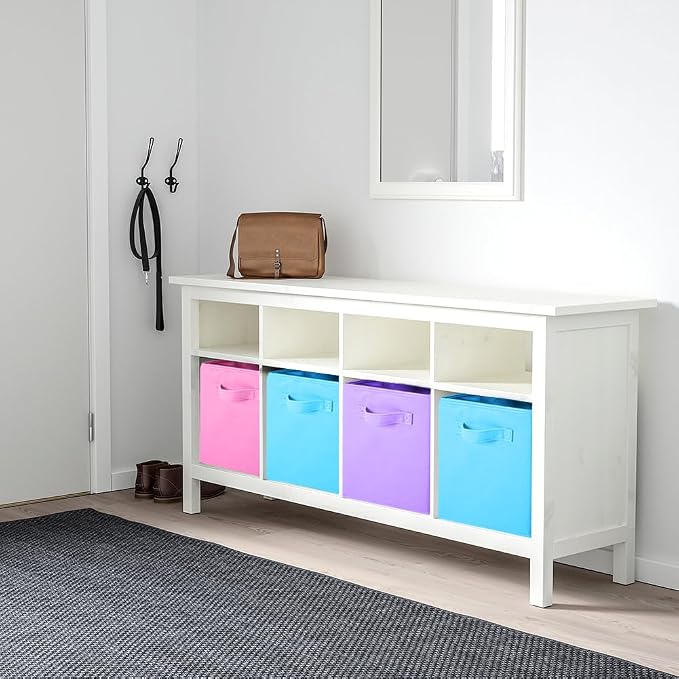 PowerKing Collapsible Storage Cubes with Handles, Fabric Foldable Bins for Closet Shelves, Durable Organization Storage Bins, 10.5'' x 11'' x 10.5'' (Lavender+Light Blue+Pink, 6Pack)