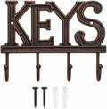 Comfify Copper-Black Cast Iron Key Holder for Wall – Keys Sign with 4 Hooks | Warm copper and black antique finish; mounting hardware included; entryway, hallway or door; 6"H x 8"L; holds 8 keychains