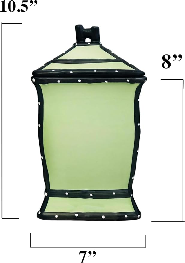ACK Tuscany Hand Painted Ruffle Green Ceramic Cookie Jar with Lid and Rubber Seal, Food Storage Jar, Kitchen Décor, Snack Storage Container for Cookie, Candy, Snake and More
