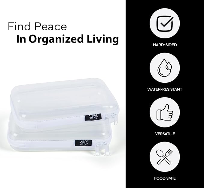 Peace & Tidy Clear Zippered Storage Bin – 5.5"x8.5" Hard-Sided, Stackable Organizer for Toys, Crafts, and Pantry – Durable Plastic Container with Dust-Free Protection