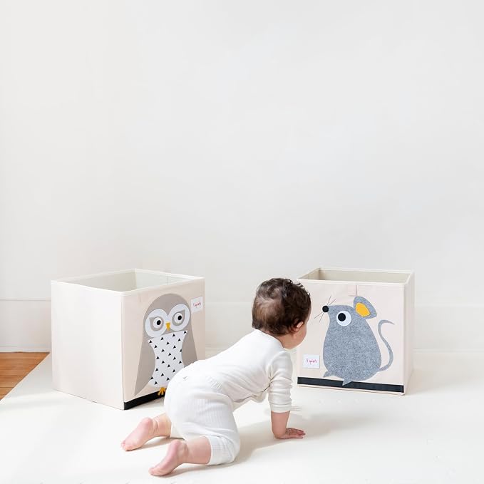 3 Sprouts Toy Storage Organizer: Toy Box Cube Organizer for Playroom, Nursery - Foldable Storage Bin - Mouse