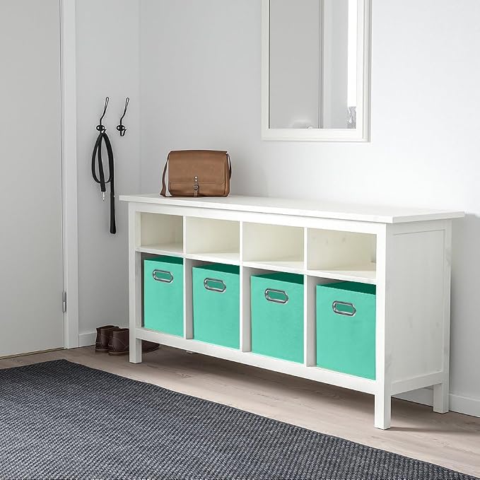 ShellKingdom Storage Bins, Foldable Fabric Storage Cubes And Cloth Storage Organizer Drawer with Metal Handle For Closet And Toys, 11 X 10.5 X 10.5 INCH, 2 Pack (Mint Green)