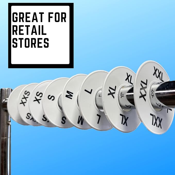 Discount Sizing- Round Clothing Dividers Size Hanger Rack Dividing 40 Pack (XS-XXL) - Great for Retail, Boutiques, Personal Closet Storage & Organization (White)