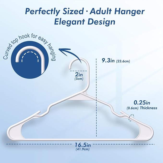 HOUSE DAY 500 Pack Plastic Clothes Hangers, Commercial Bulk Shipment for Business, Sturdy Durable Notched Hangers Ideal for Retail Dry Cleaners Warehouses, Save Cost & Warehouse Space - White