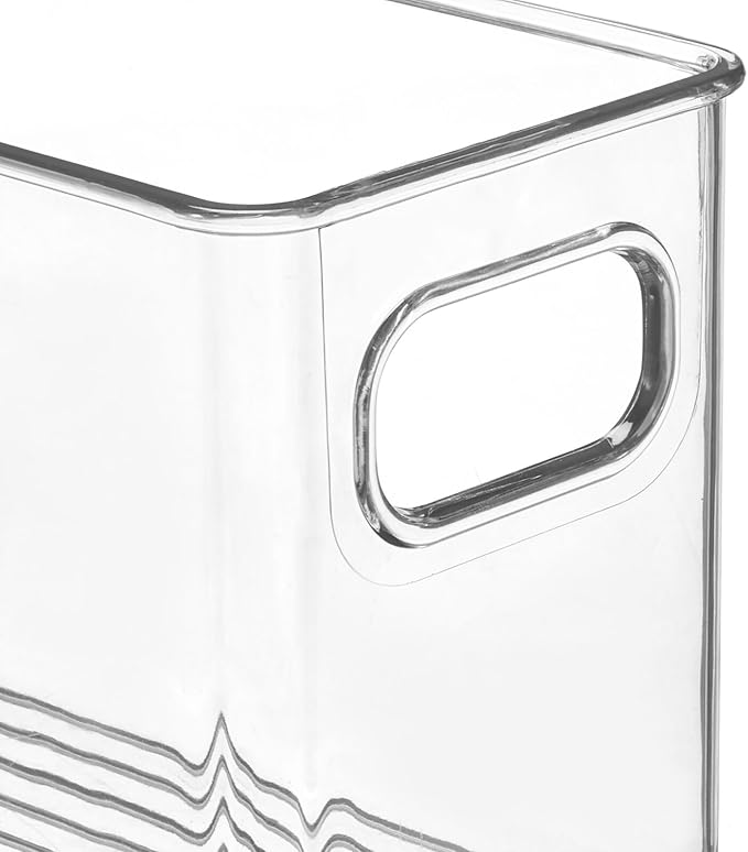 mDesign Plastic Bathroom Storage Container Bins w/ Handles - Closet, Cabinet, Vanity, Cupboard Shelf Organization, Hair Tools Accessory Organizer - Ligne Collection; Clear, ‎5x3.75x16 (Pack of 8)