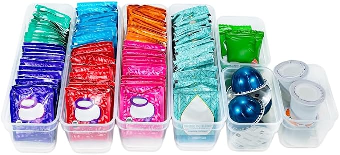 AB Designs Best Kept Plastic Storage Bins with Lids - Mixed Pack, 4 Long & 4 Small Home Organizer Storage Boxes with Lids, Clear