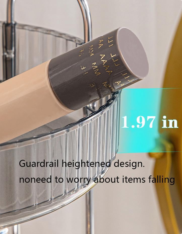 360 Rotating Makeup Organizer and Storage for Vanity Countertop 2 Tiers, High Capacity Cosmetic Skincare Perfume Organiz