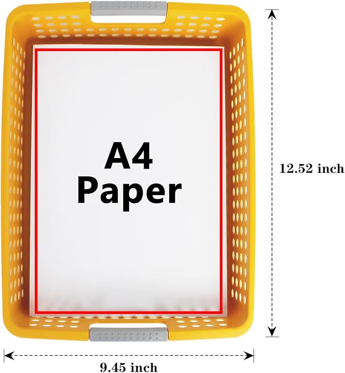 Soddeph A4 Paper Trays for Classroom with Grip Handles,Book Baskets for Library, Drawers, Office, Home,Desk,Turn in Trays Classroom Plastic Storage Baskets