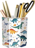 Cute Pen Holder, Pencil Cup for Desk, Desk Organizer, Durable Ceramic Decorative Makeup Brush Desktop Accessories, Stylish Stationery for Office, Home, Cute Dinosaur Pattern