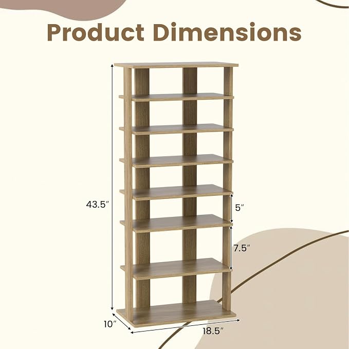 Tangkula 8-Tier Vertical Shoe Rack, Space-Saving Corner Shoe Organizer for 14 Pairs, Narrow Shoe Storage for Entryway, Front Door, or Closet