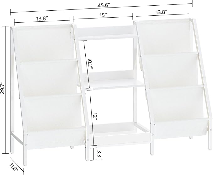 MAHANCRIS Kids Bookshelf and Toy Organizer, 3-Tier Bookshelf for Kids, Sturdy Kid Bookcase with Storage, Toddler Book Shelf for Kids Room, Playroom, Bedroom, Nursery, White BKWT34201