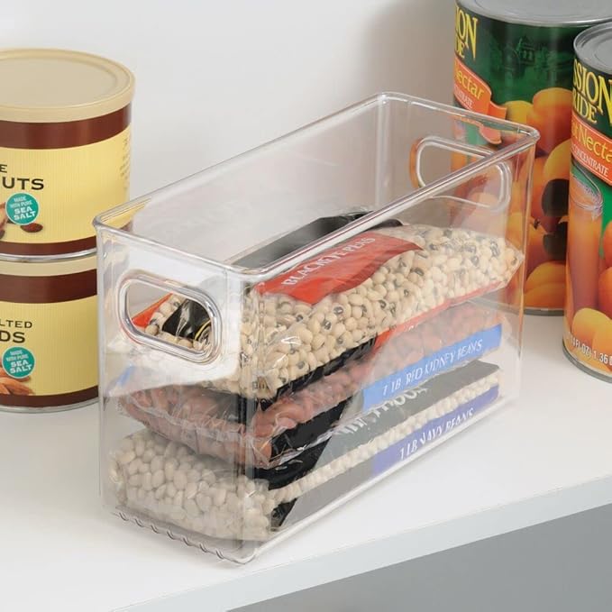 iDesign Slim Clear Plastic Storage Bin, Tall Narrow, 4-Pack | Organizer for Kitchen, Fridge, Pantry