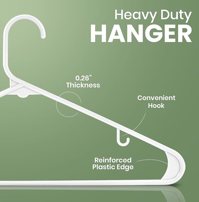 Utopia Home Plastic Hangers, White, 30 Pack | Space saving | Durable & strong | Closet organizer | Clothes hangers | Ideal for shirts, pants, skirts & coats