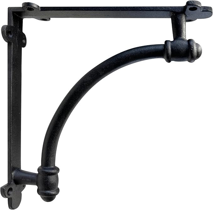 NACH Decorative Shelf Brackets, 2 Pack of 9.6 x 1.7 x 9.6 inch Black Cast Iron Shelf Brackets - Decorative Brackets for Mounting - Industrial Style Brackets