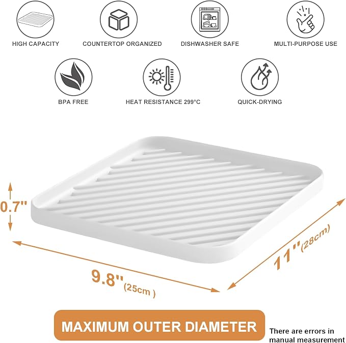 Silicone Organizer Tray for Kitchen Sink and Bathroom, Dishwasher Tray, Versatile Bathroom and Drawer Organizer Trays, Non-Slip Countertop (White)