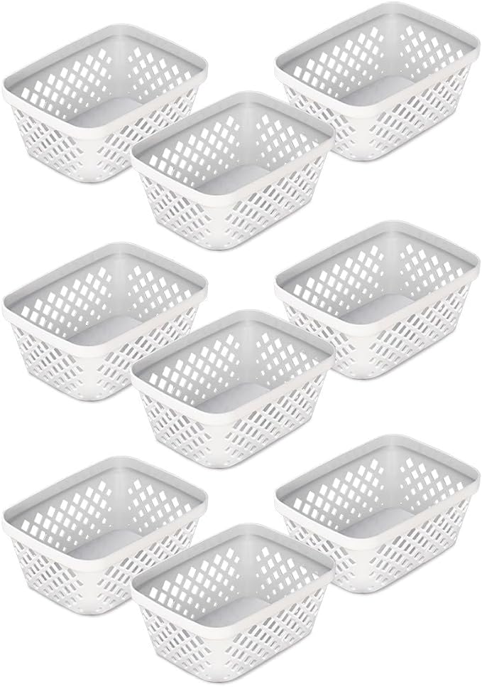 Glad Plastic Storage Basket Set - Multipurpose Drawer Trays, Kitchen Pantry Containers, and Bathroom Bins - 9 Pack Small Organizers, White, 6.25" L x 4.6" W x 2.7" H