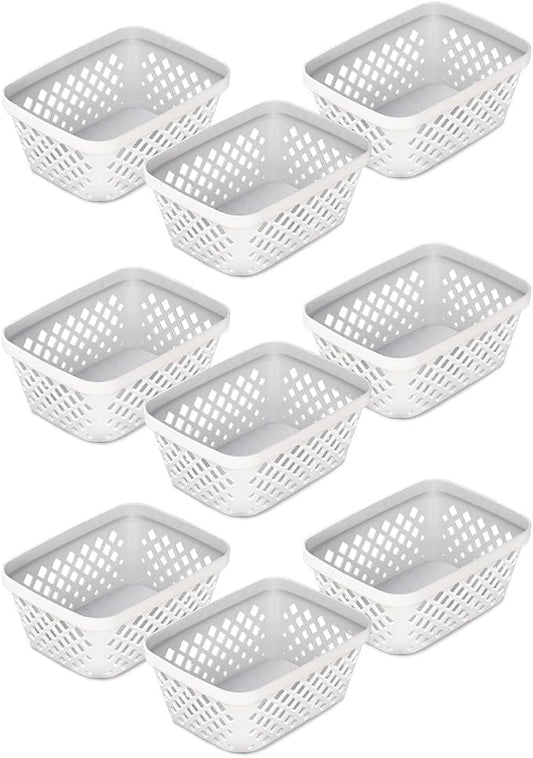 Glad Plastic Storage Basket Set - Multipurpose Drawer Trays, Kitchen Pantry Containers, and Bathroom Bins - 9 Pack Small Organizers, White, 6.25" L x 4.6" W x 2.7" H