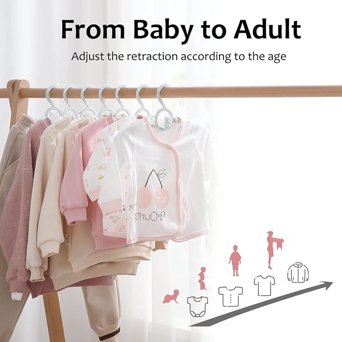 HGYZE Baby Hangers for Closet 50pcs, White Kids Clothes Hanger Plastic, 11-14" Adjustable Bulk Perchas for Newborn, Non-Slip Children Outfit Bear Hanger for Girl Boy Toddler Infant Nursery Clothing