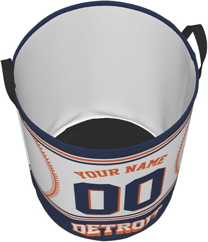Custom Detroit Laundry Hamper Personalized Laundry Basket Customized Name And Number Collapsible Storage Basket for Bedroom Bathroom Living Room Baseball Fan Gifts