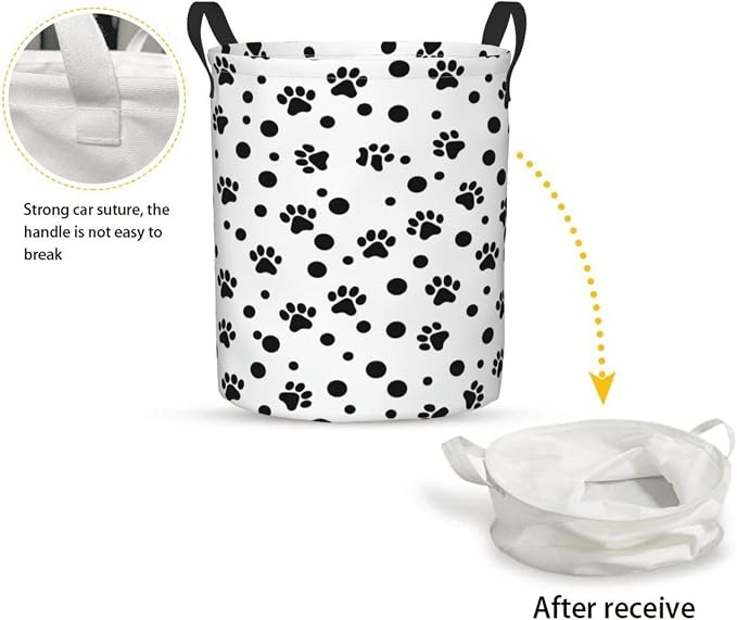 Dalmatian Spot And Paws Dog Laundry Basket,Laundry Hamper,Collapsible Storage Bin, Oxford Fabric Clothes Baskets,Nursery Hamper For Home,Office,Dorm,Gift Basket