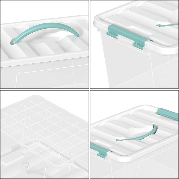 Xyskin 6 Pack Clear Storage Box, Stackable Container Bins with Lids, 14 Qt | Latching Storage Boxes with Handle, Plastic Containers for Home, Closet, Bathroom, Classroom, Nesting, Durable, Easy-View