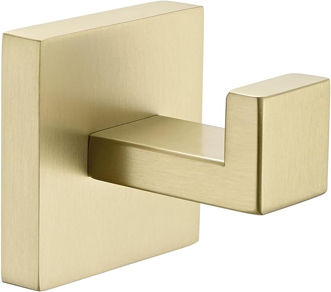 Angle Simple Bathroom Towel Hook Brushed Gold, SUS304 Stainless Steel Hand Towel Holder, Robe Hat Coat Hook for Wall Mount