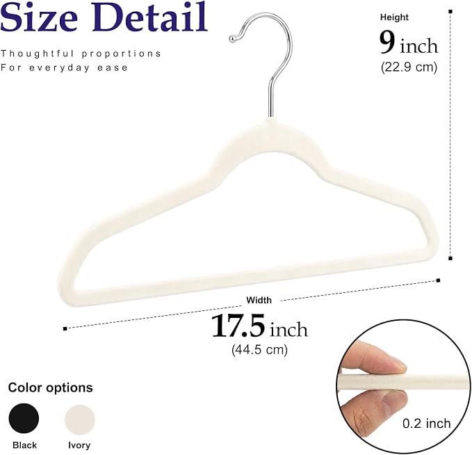 HOUSE DAY Ivory Velvet Hangers 60 Pack, Sturdy Non Slip Hanger Wrinkle-Free | Clothes Hangers with 360° Swivel Hook, Heavy Duty Slim Felt Hangers for Closet Space Saving, No Shoulder Bumps for Shirt-75g