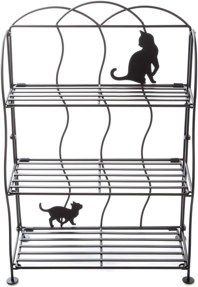 Lily's Home Cat Lovers Black Metal Countertop Wire Shelf Rack, Great for Household Items, Kitchen Organizer, Bathroom Storage and More. Foldable. 3-Tier