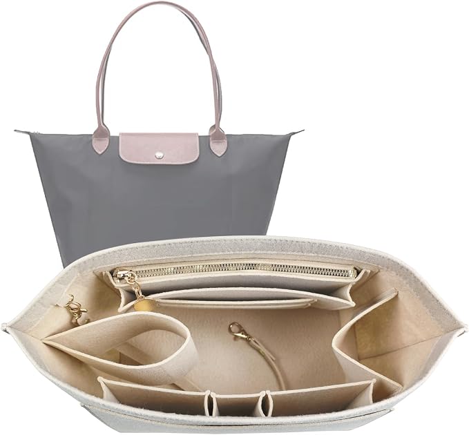 Lckaey Purse Organizer For Longchamp Purse For Long Champ Le Pliage Insert organizer1012-30khaki-L
