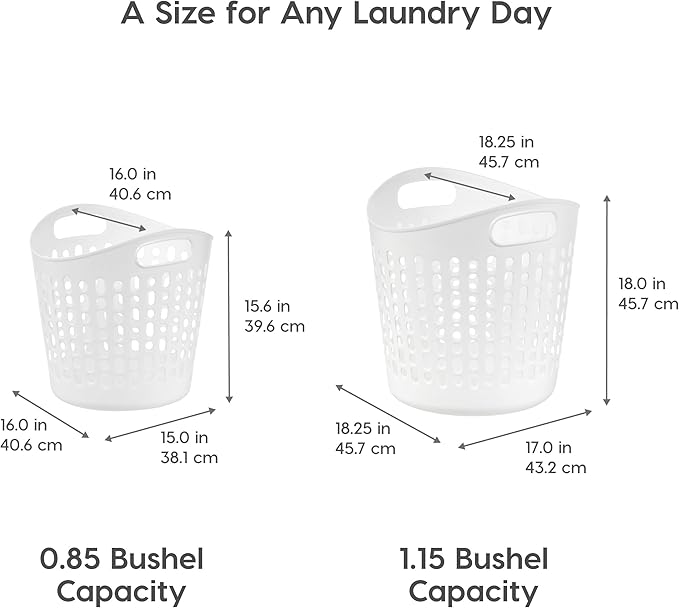 IRIS USA Plastic Laundry Basket, 27L - 3 Pack, Flexible Clothes Hamper with Ventilation Holes, Laundry Room Bedroom Bathroom Apartment Dorm Blankets Pillows Trinkets Organization, White