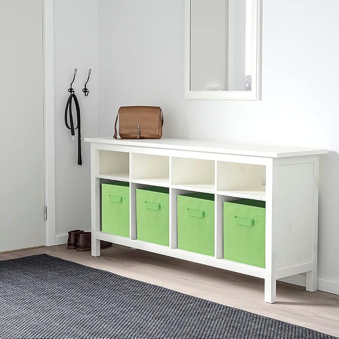 PowerKing Collapsible Storage Cubes with Handles, Fabric Foldable Bins for Closet Shelves, Durable Organization Storage Bins, 10.5'' x 11'' x 10.5'', 2 Pack, Green