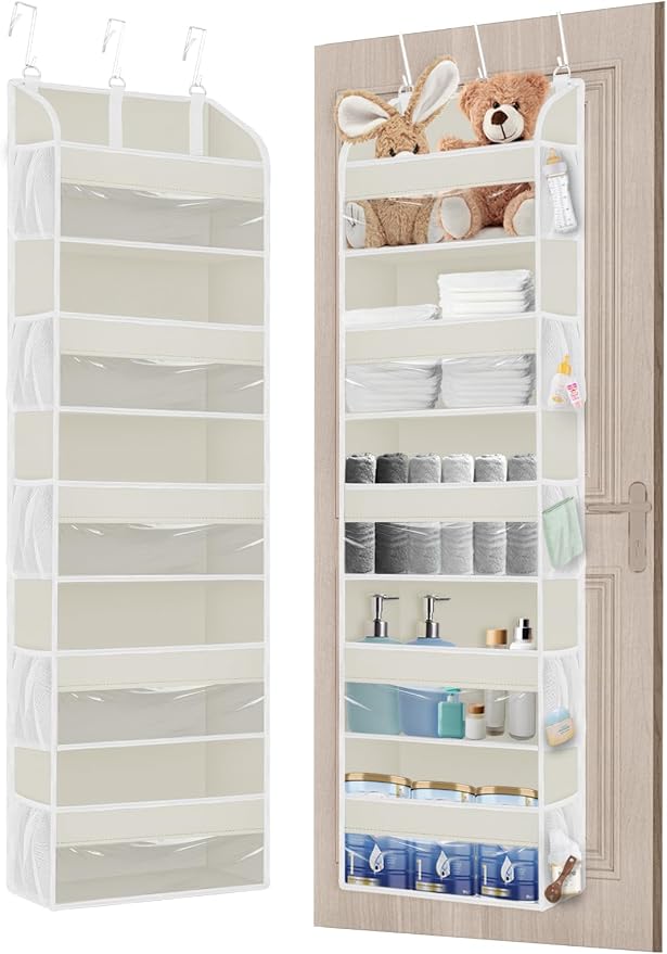 TAHAVICE 1 Pack Over The Door Storage Organizer with 5 Large Pockets | 44 lbs Weight Capacity Door Hanging Organizers with 10 Mesh Pockets and Storage for Bedroom,Bathroom,Nursery,Kidroom,Babyroom