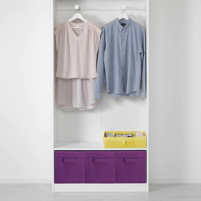 PowerKing Collapsible Storage Cubes with Handles, Fabric Foldable Bins for Closet Shelves, Durable Organization Storage Bins, 10.5'' x 11'' x 10.5'', 6 Pack, Dark Purple