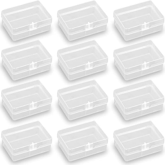 12 PCS Rectangle Plastic Clear Storage Containers Box (2.76 x 1.67 x 1.14 Inch), Small Plastic Containers for Beads, Jewelry, Game Pieces and More