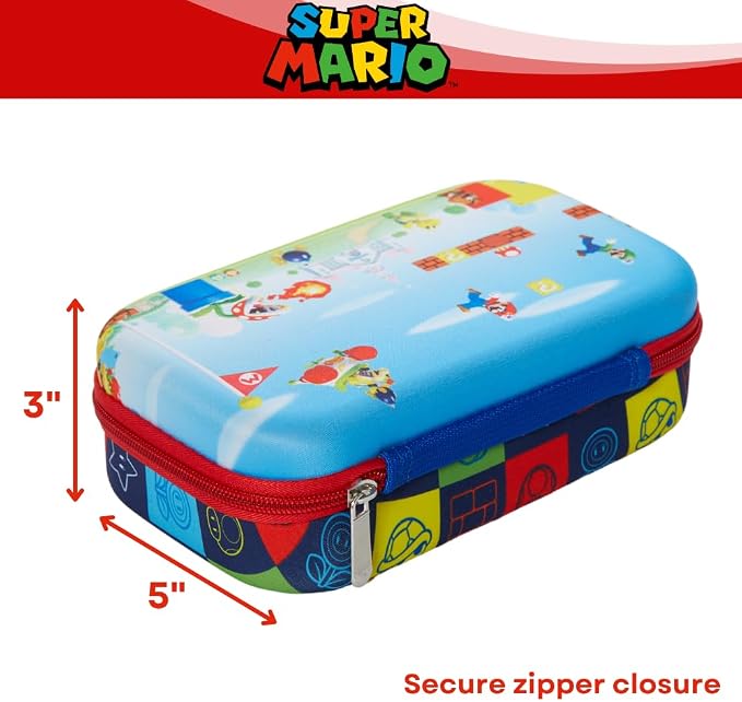 Innovative Designs Super Mario Pencil Case Set with Stickers and Gel Pens for Kids, Molded with Zip Closure