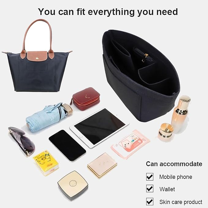 Lckaey Purse Organizer Insert for Le Pliage Neo Handbags Insert Organizer1012black-S