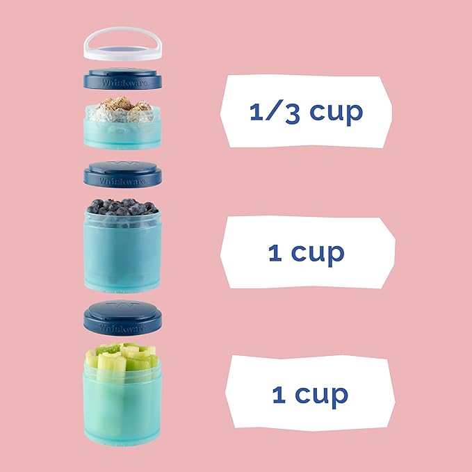 Whiskware Stackable Snack Containers for Kids and Toddlers, 3 Stackable Snack Cups for School or Travel, Unicorn(Pack of 1)