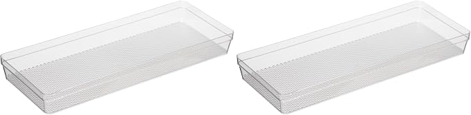 Oggi Clear Drawer Organizer - 6" X 15" - Ideal for Organizing Kitchen Drawers, Office, Desk, Silverware, Kitchen Utensils, Cosmetics and Bathrooms (Pack of 2)