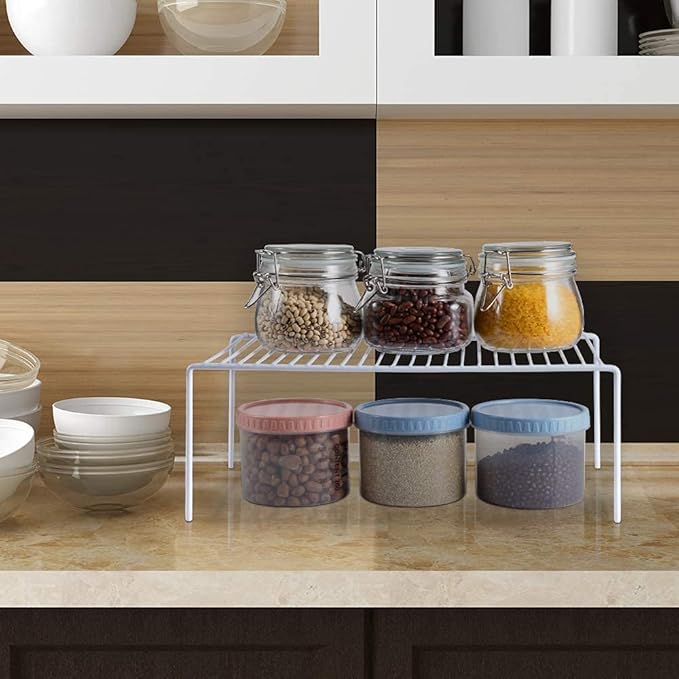 Redrubbit Large (15.7 x 9. 4 Inch) Cabinet Storage Shelf Rack, Rustproof Kitchen Counter and Cabinet Shelf, Storage Rack Organizer for Kitchen, Fridge, Cabinet, Bathroom, Set of 2