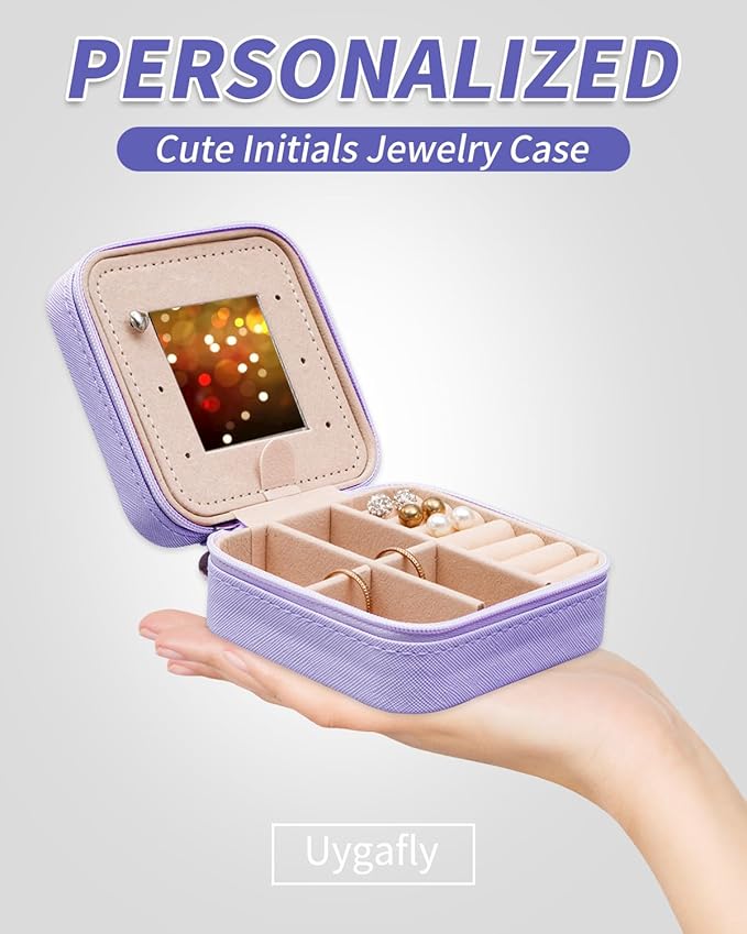 Uygafly Gifts for Teen Girl Trendy Stuff,Birthday Gift for 5 6 7 8 9 10 11 12 13 14 15 Year Old Girls,Cute Travel Jewelry Case Small Box | Lavender,D